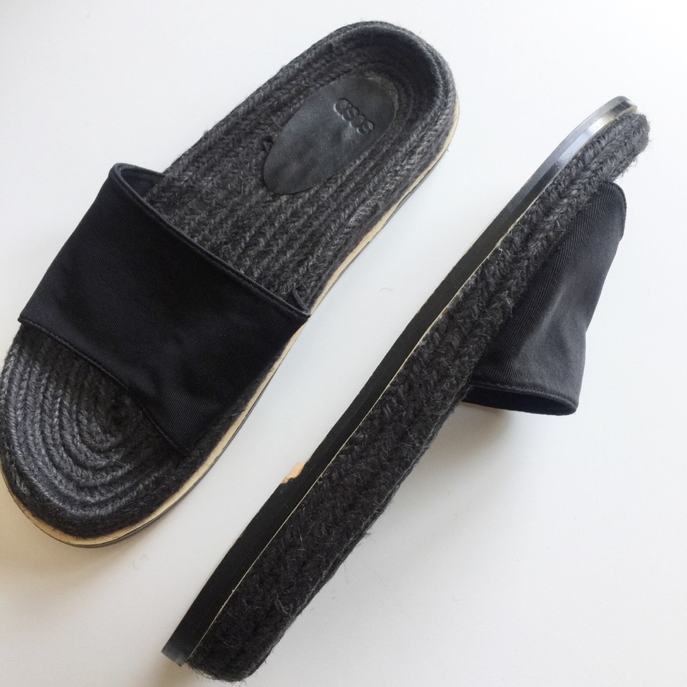ASOS | Black Beachy Wide Fit Espadrille Sliders